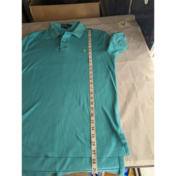 Polo Ralph Lauren Green Interlock Shirt Yellow Pony Medium Short Sleeve Polo - Picture 11 of 12